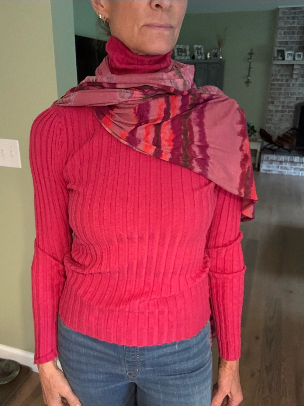 Women’s Ribbed Turtleneck Sweater in Deep Pink